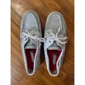 Sperry Top Sider Super Sparkly‎ Silver Glitter Boat Shoes 6.5